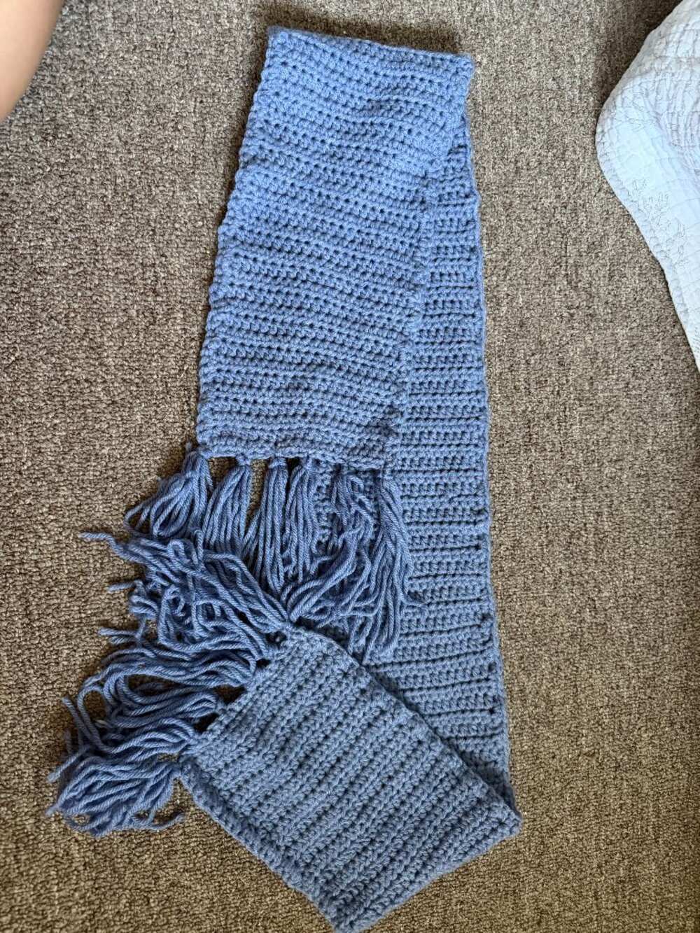 Handmade Kitted Wool Scarf Blue